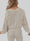 Polka Dot Notched Long Sleeve Top and Drawstring Joggers Lounge Set nicholesgifts