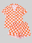 Checkered Print Button Up Top and Shorts Lounge Set nicholesgifts