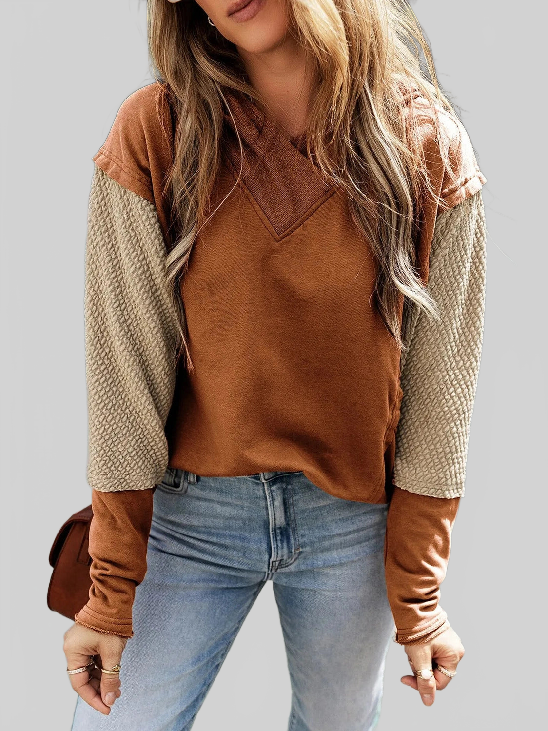 Color Block Dropped Shoulder Hoodie NicholesGifts