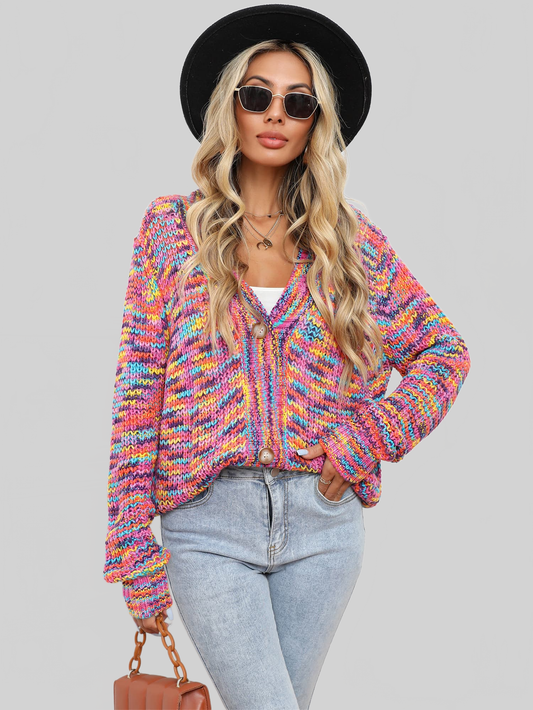 Angel Wings V-Neck Long Sleeve Cardigan Trendsi