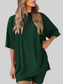 Full Size Oversized Slit Round Neck Top and Shorts Lounge Set Plus Size nicholesgifts
