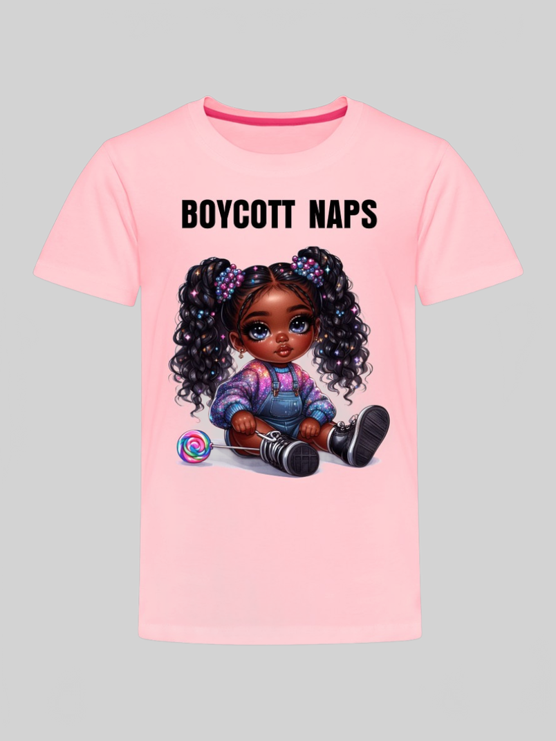 African American Toddler Girls Boycott Naps Short Sleeve T-Shirt NicholesGifts