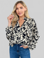 Women Double Take Full Size Printed Ruffle Trim Balloon Sleeve Shirt NicholesGifts
