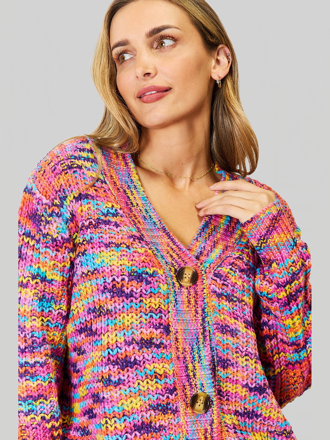 Angel Wings Woven Right V-Neck Long Sleeve Cardigan nicholesgifts