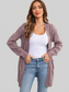Women Cable-Knit Dropped Shoulder Slit Cardigan nicholesgifts
