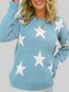 Star Pattern Round Neck Pullover Sweater nicholesgifts