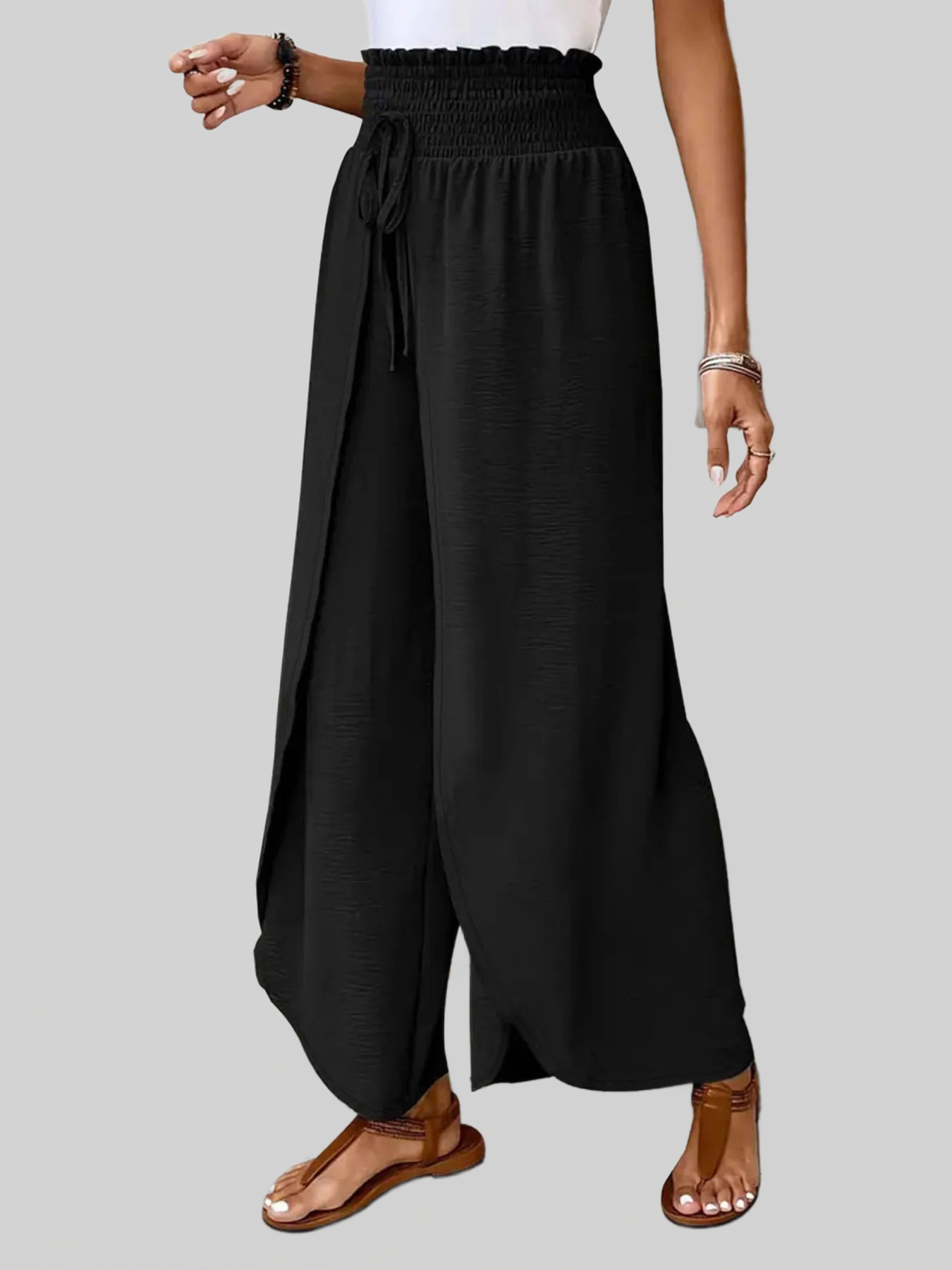 Women High-Waisted Side Slit Pants nicholesgifts