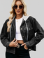 Drawstring Hooded Button Up Denim Jacket nicholesgifts
