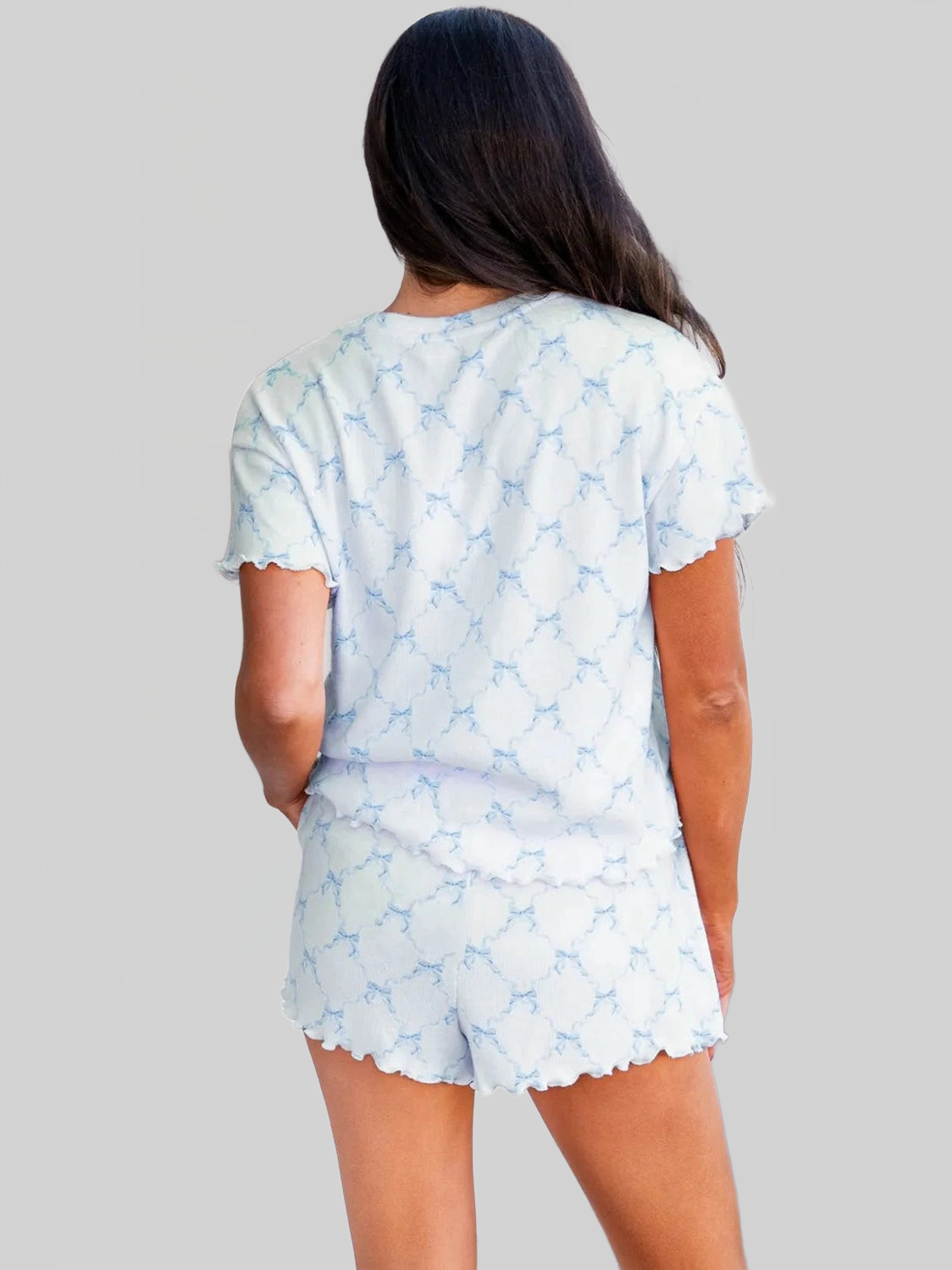 Printed Round Neck Top and Shorts Two-Piece Lounge Set nicholesgifts