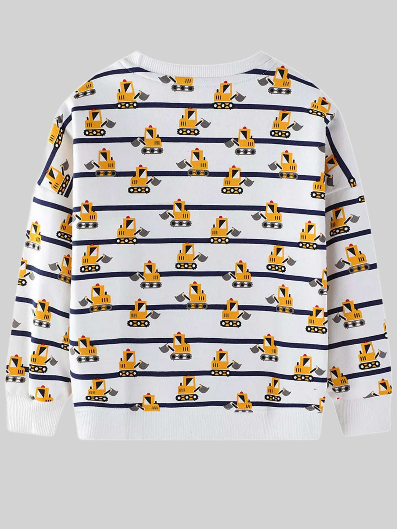 Toddler Boys Excavator Print Striped Crew Neck Sweatshirt NicholesGifts