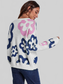 Flower Pattern Round Neck Long Sleeve Sweater nicholesgifts