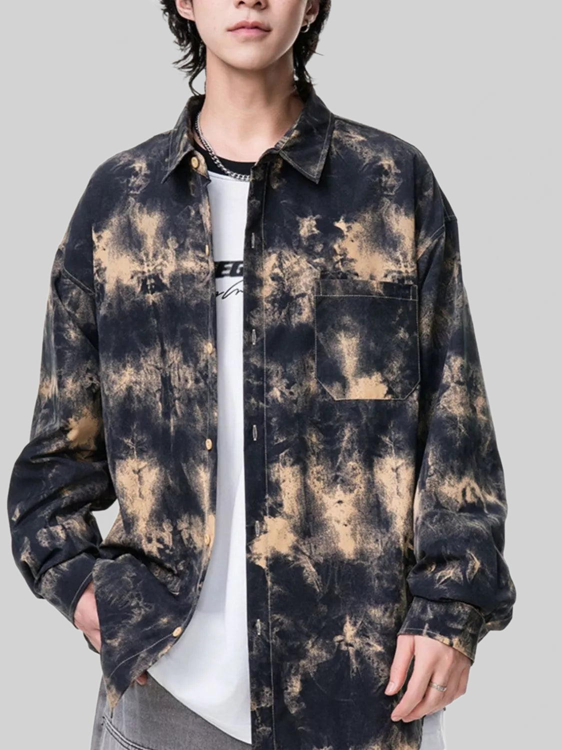 Men's Plus Size Tie-Dye Button-Up Shirt nicholesgifts