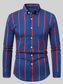 Men's Plus Size Slim Fit Striped Button Up Shirt nicholesgifts