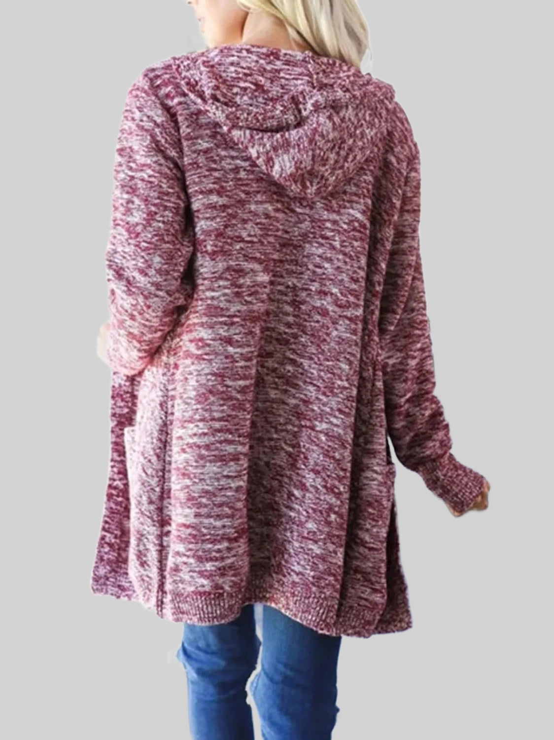 Women Heathered Open Front Cardigan with Pockets nicholesgifts