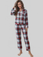 Plaid Button Front Top and Pants Lounge Set nicholesgifts