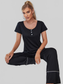 Scoop Neck Top and Elastic Waist Pants Lounge Set nicholesgifts