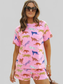 Animal Round Neck Top and Shorts Lounge Set nicholesgifts