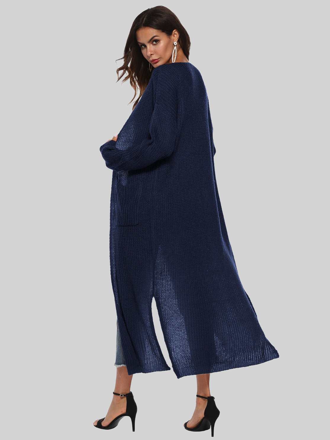 Long Sleeve Open Front Buttoned Cardigan nicholesgifts