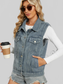 Pocketed Button Up Sleeveless Denim Jacket nicholesgifts