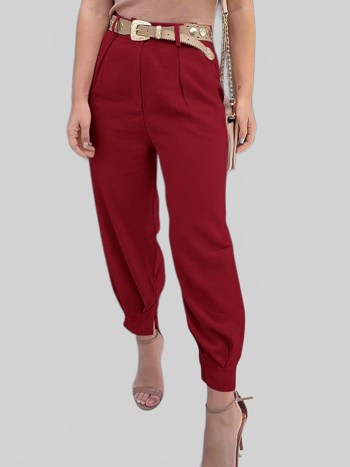 Women High Waist Cropped Pants nicholesgifts