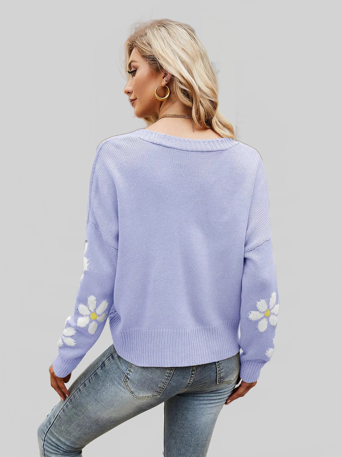 Women Flower Pattern Button Front Cardigan nicholesgifts
