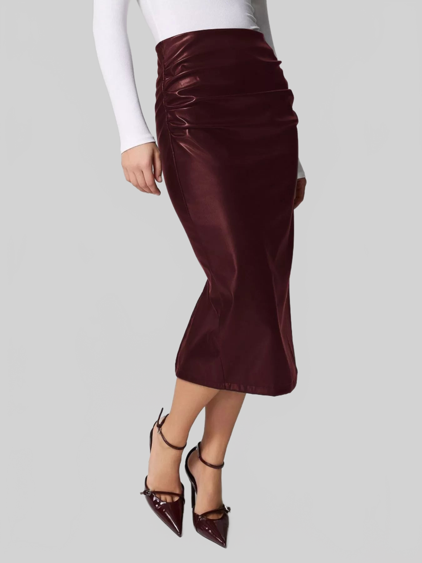 Women Slit Back Leather Skirt nicholesgifts