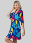 White Birch Full Size Printed V-Neck Mini Dress nicholesgifts