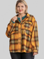 Women Plaid Collar Button Down Overshirt With Front Pockets NicholesGifts