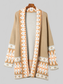Women Geometric Open Front Long Sleeve Cardigan Sweater nicholesgifts