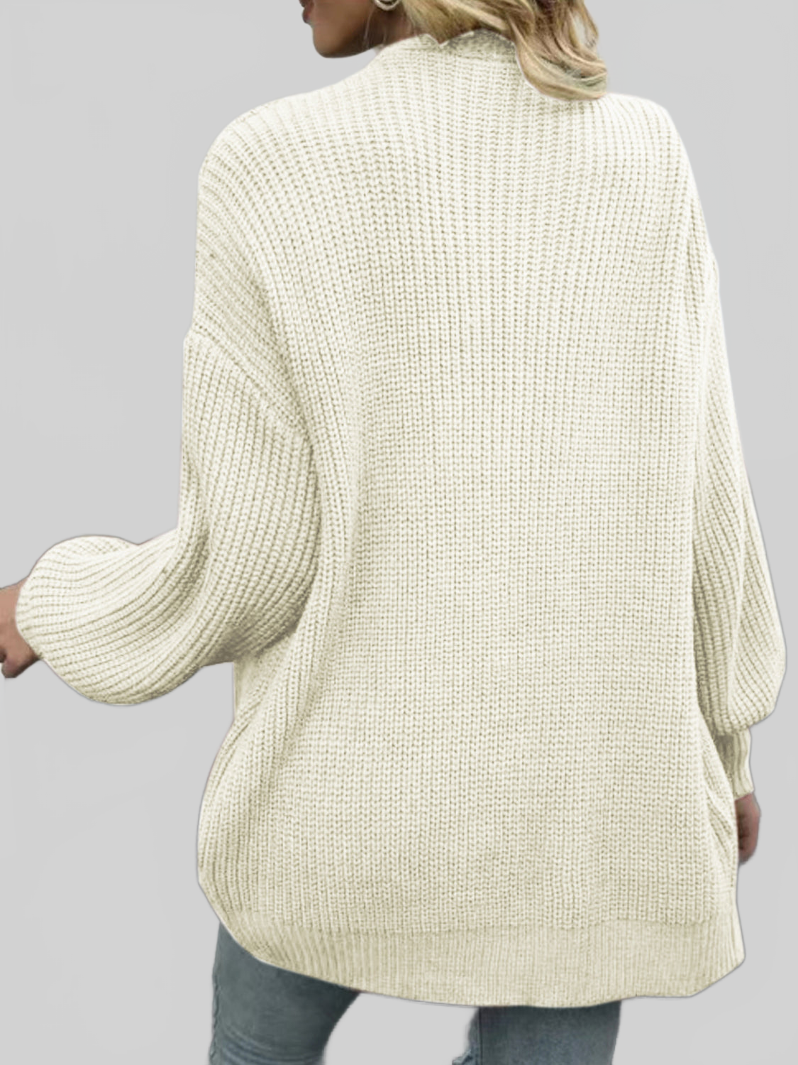 Drop Shoulder Balloon Sleeve Cardigan nicholesgifts