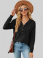 Drawstring Half Button Long Sleeve Hoodie nicholesgifts