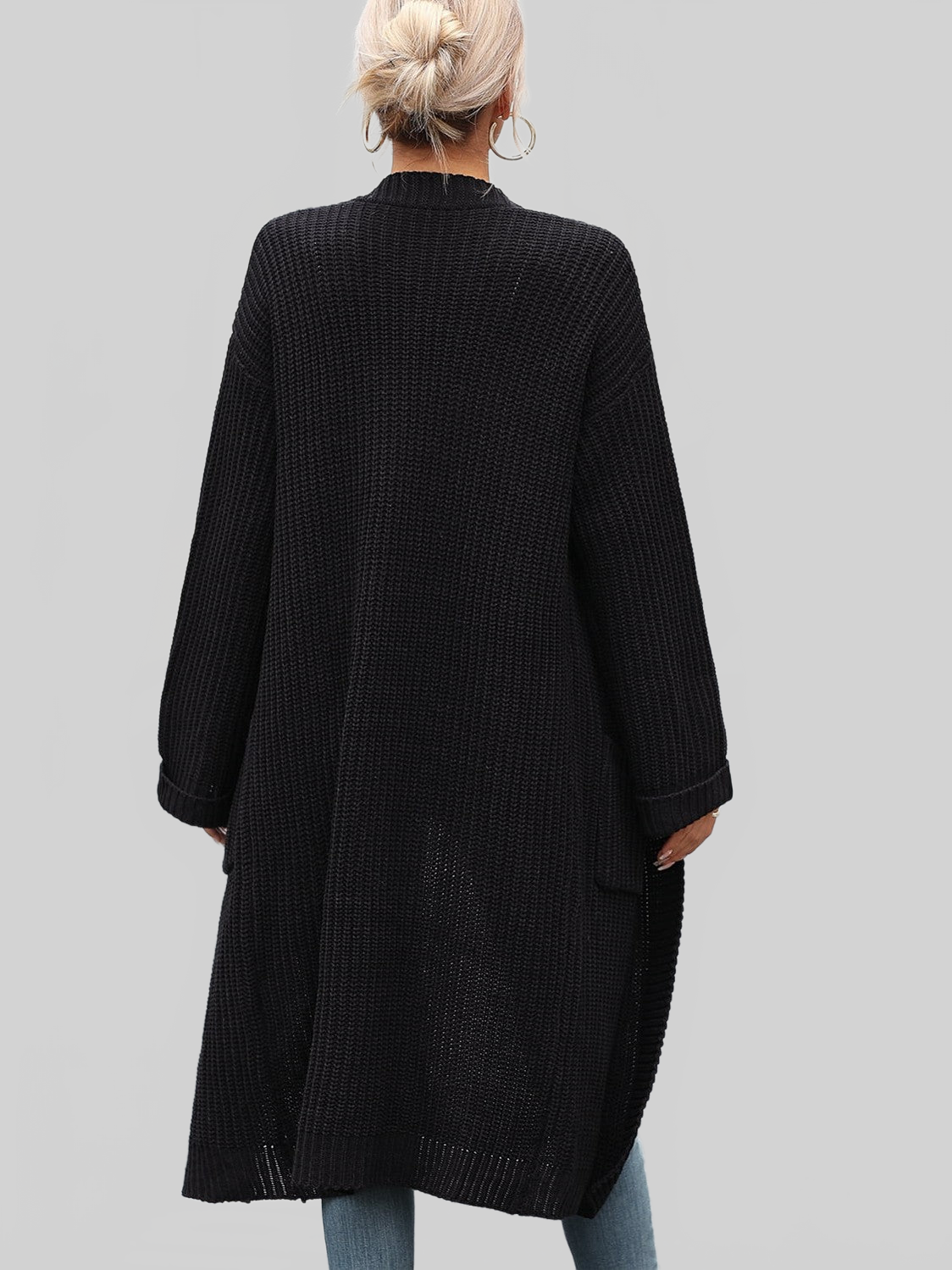 Dropped Shoulder Long Sleeve Cardigan with Pocket nicholesgifts