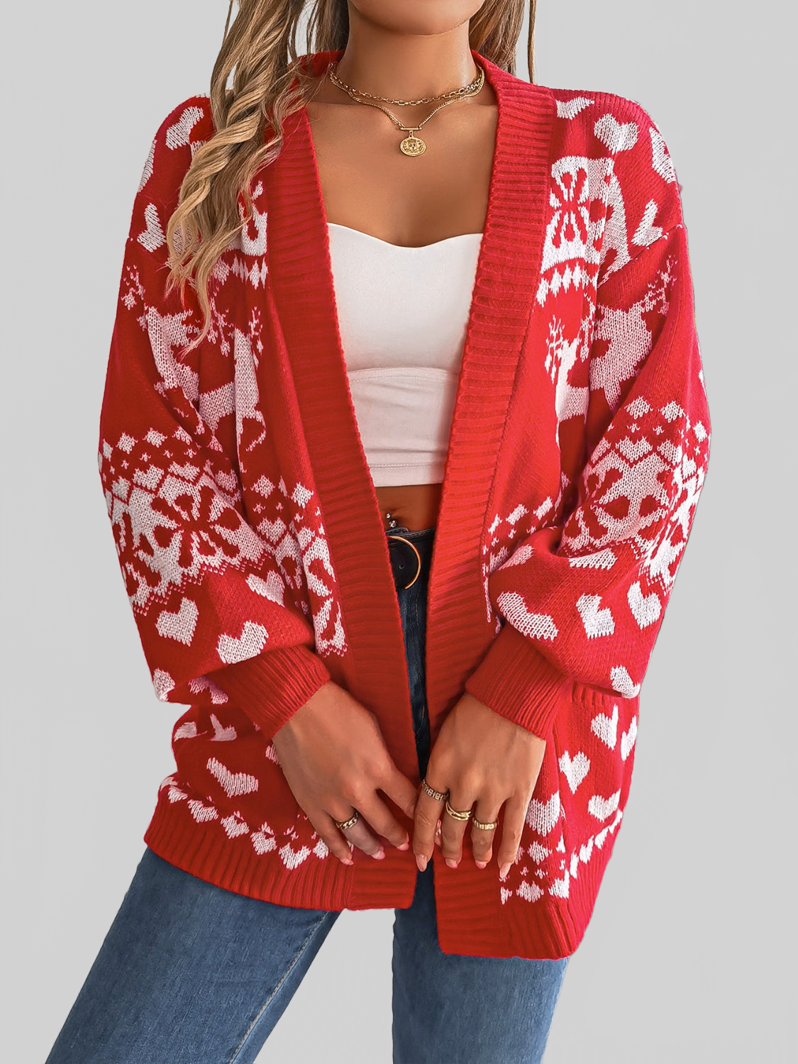 Women Pocketed Open Front Long Sleeve Cardigan nicholesgifts