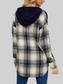 Plaid Drawstring Long Sleeve Slit Hoodie NicholesGifts