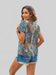 Women Printed V-Neck Short Sleeve Blouse nicholesgifts
