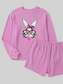 Bubble Gum Rabbit Sequin Corded Rib Top and Shorts Set nicholesgifts