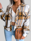Plaid Collared Neck Long Sleeve Jacket nicholesgifts