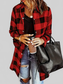 Plaid Collared Neck Snap Down Long Sleeve Jacket nicholesgifts