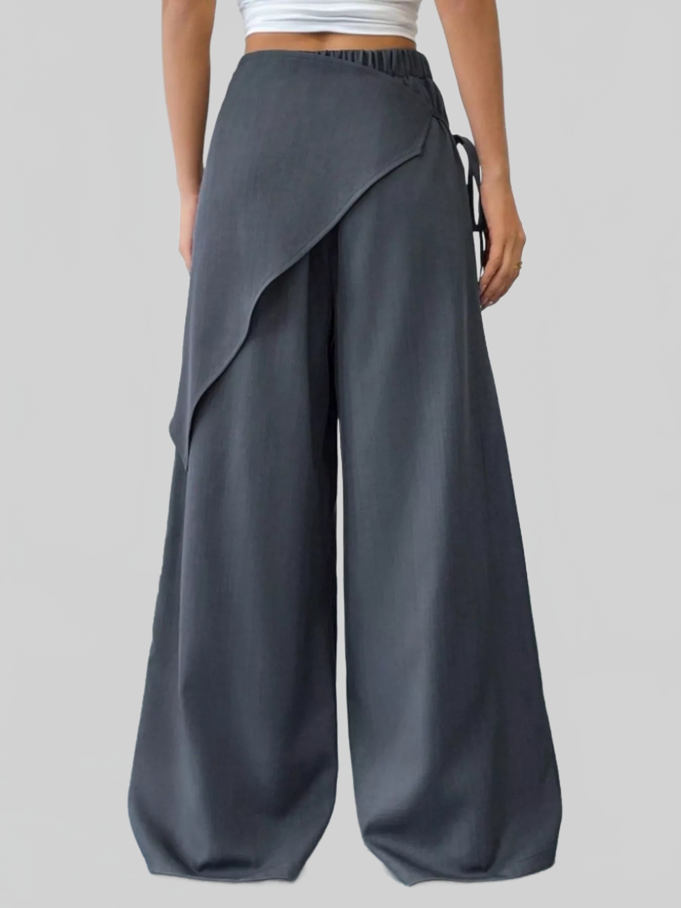 Women Wrap-Front Wide-Leg Pants nicholesgifts