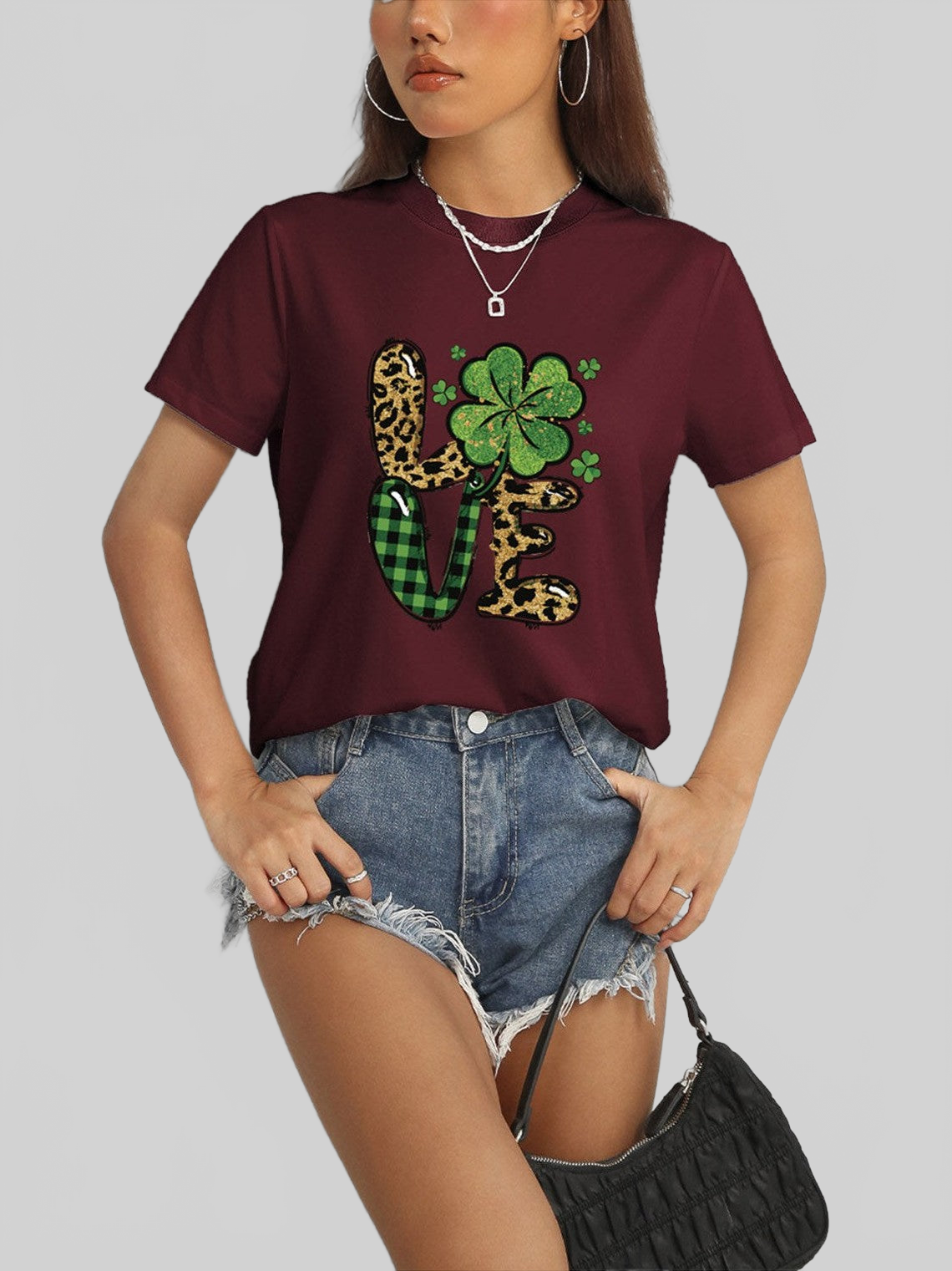 Women LOVE Round Neck Short Sleeve T-Shirt nicholesgifts