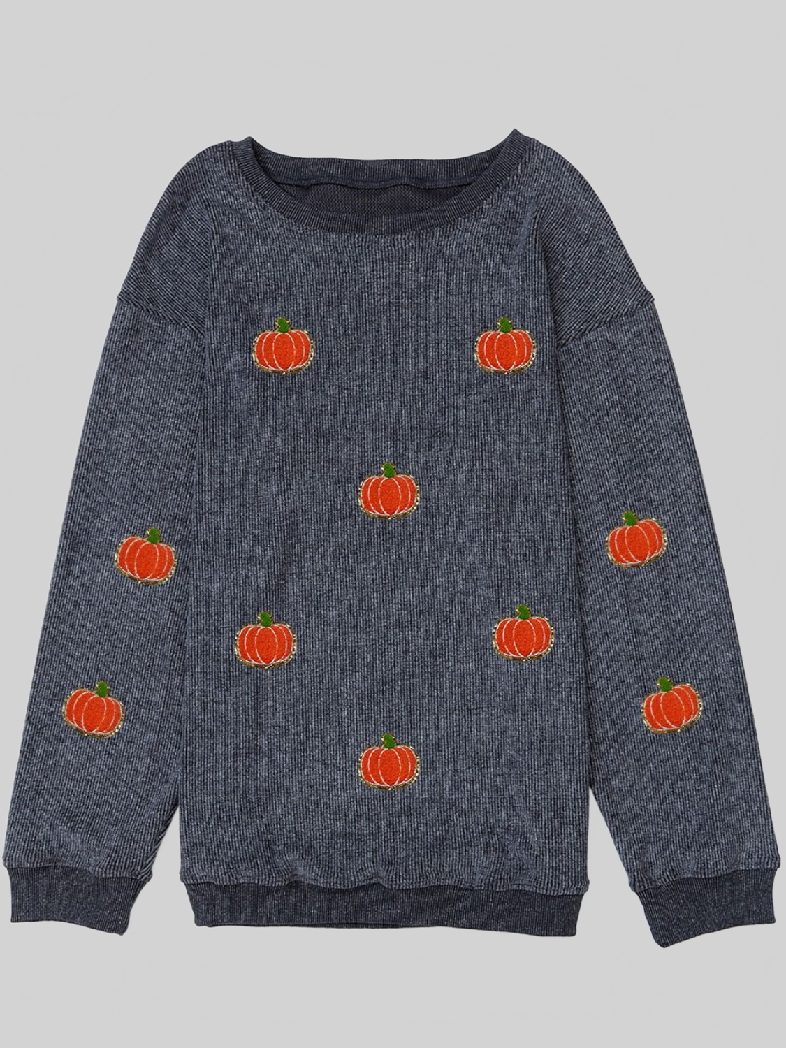 Pumpkin Round Neck Long Sleeve Sweatshirt nicholesgifts