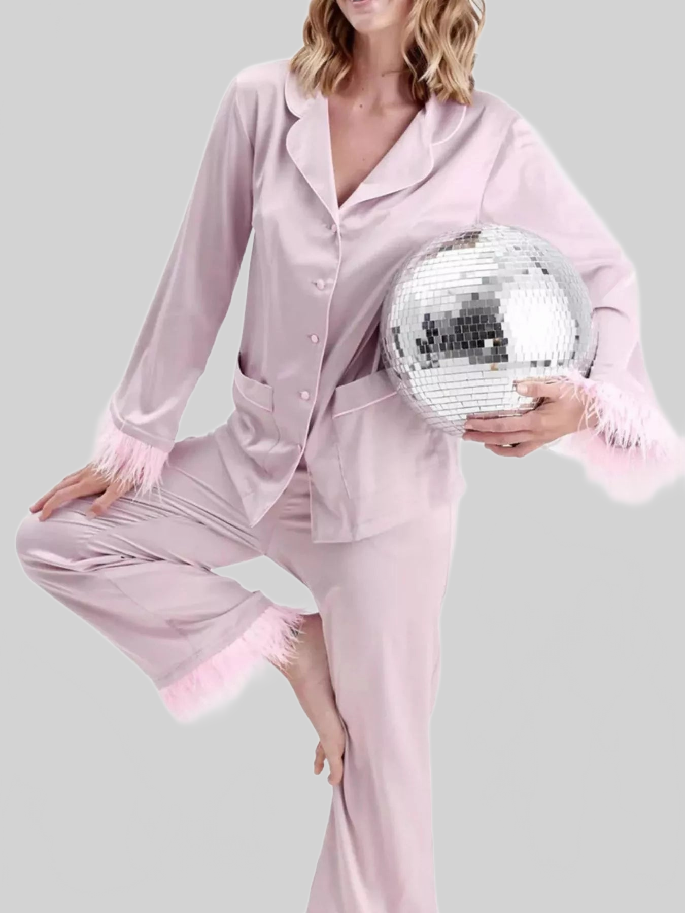 Silky Button Up Top and Pants Lounge Set nicholesgifts