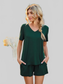 V-Neck Short Sleeve Top and Pocketed Shorts Lounge Set nicholesgifts