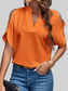 Notched Cold Shoulder Half Sleeve Blouse nicholesgifts