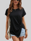 Women Asymmetric Hem Round Neck Short Sleeve T-Shirt nicholesgifts