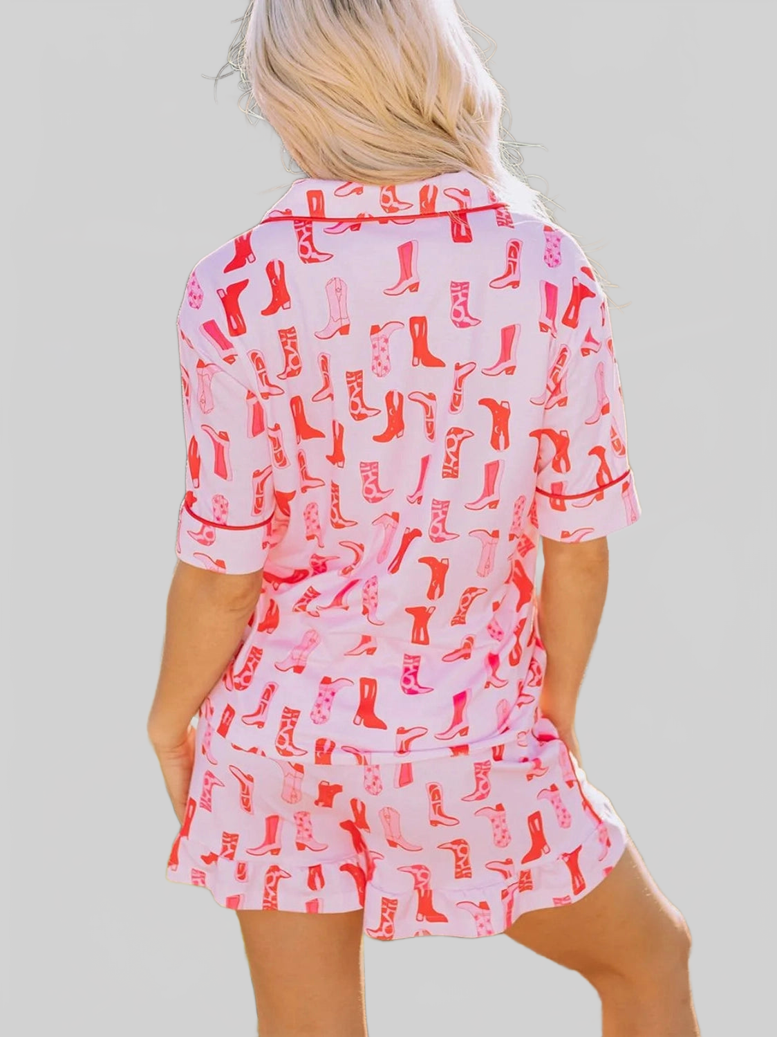 Cowgirl Boots Printed Shirt and Shorts Set nicholesgifts