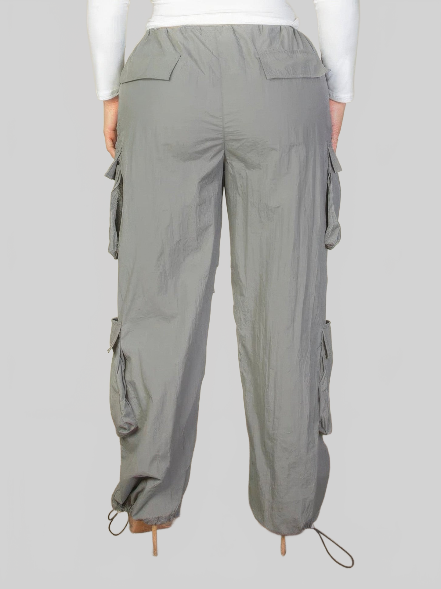 Plus Size Women Flap Pockets Drawstring Ruched Parachute Pants NicholesGifts