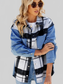 Pocketed Plaid Snap Down Denim Jacket nicholesgifts