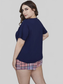 Plus Size Heart Graphic Top and Plaid Shorts Loungewear Set nicholesgifts