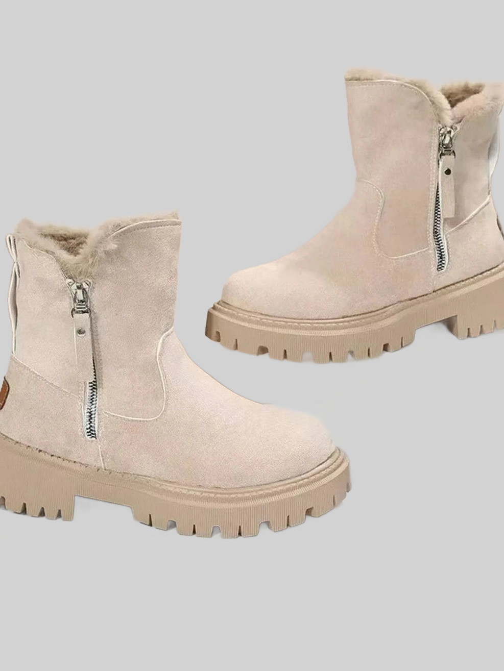 Women Fuzzy Lined Ankle Boots with Zipper NicholesGifts